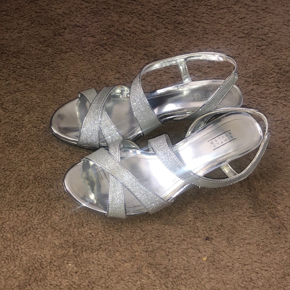 Simply styled grey sparkly shoes, worn twice, still in good condition